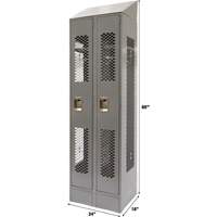 Vented Lockers, Bank of 2, 24" x 18" x 88", Steel, Grey, Knocked Down, Perforated PB Rental Co. Ltd.