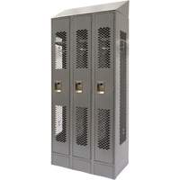 Vented Lockers, Bank of 3, 36 x 18" x 88", Steel, Grey, Knocked Down, Perforated PB Rental Co. Ltd.