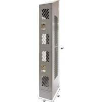 Vented Lockers, 2 -tier, 12" x 18" x 88", Steel, Grey, Knocked Down, Perforated PB Rental Co. Ltd.