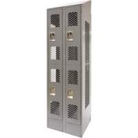 Vented Lockers, 2 -tier, Bank of 2, 24" x 18" x 88", Steel, Grey, Knocked Down, Perforated PB Rental Co. Ltd.