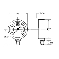 Pressure Gauges, 2-1/2" , 30" Hg-0" Vac., Bottom Mount, Liquid Filled Analogue PB Rental Co. Ltd.
