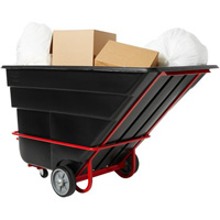 Chariot basculeur en acier, Plastique recycl&eacute; noir, 1/2 vg³, Capacit&eacute; de charge de 1400 lb PB Rental Co. Ltd.