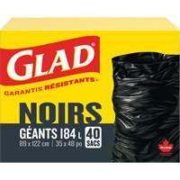 Sacs &agrave; ordures 184 L, R&eacute;gulier, 35" la x 48" lo, Noir PB Rental Co. Ltd.