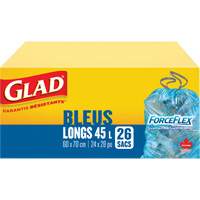 Sacs de recyclage 45 L, R&eacute;gulier, 24" la x 28" lo, Bleu PB Rental Co. Ltd.