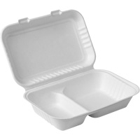 Compostable Hinged Food Containers with Compartments, Bagasse, Rectangular PB Rental Co. Ltd.