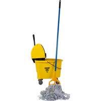 Ensemble de vadrouille & seau pour la finition de plancher avec t&ecirc;te de vadrouille &agrave; rayures de 24 oz, Pression vers le bas, 8,75 gal. US (35 pintes), Jaune PB Rental Co. Ltd.