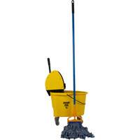 Ensemble professionnel de vadrouille et seau avec t&ecirc;te de vadrouille &agrave; bande blanche de 24 oz, Pression vers le bas, 8,75 gal. US (35 pintes), Jaune PB Rental Co. Ltd.