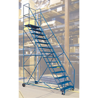 Escabeau roulant certifi&eacute; par la CSA avec pied verrouillable, 14 marches, Largeur de la marche 30", Hauteur de la plateforme 128", Acier PB Rental Co. Ltd.