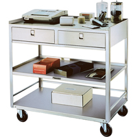 Stainless Steel Equipment Stands, 300 lbs. Capacity, Stainless Steel, 20"/20-1/8" x W, 35" x H, 37"/36-3/8" D, Knocked Down, 2 Drawers PB Rental Co. Ltd.