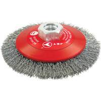High-Performance Bevel Crimped Conical Brush, 4-1/2" Dia., 0.014" Fill, 5/8"-11 Arbor, Steel PB Rental Co. Ltd.