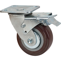 Roulette, Pivotant avec frein, 5" (127 mm), Polyur&eacute;thane, 650 lb (294 kg) PB Rental Co. Ltd.