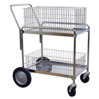 Chariot de bureau en treillis m&eacute;tallique pour le courrier, 200 lb Capacit&eacute;, Chrome, 23-3/4" p x 33-1/2" la x 38-1/4" h, Chrom&eacute; PB Rental Co. Ltd.