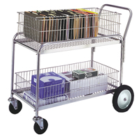 Chariot de bureau en treillis m&eacute;tallique pour le courrier, 250 lb Capacit&eacute;, Chrome, 23-3/4" p x 43" la x 38-1/2" h, Chrom&eacute; PB Rental Co. Ltd.