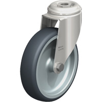 Roulette en &eacute;lastom&egrave;re thermoplastique acier inoxydable, Pivotant, Diam&egrave;tre 5" (127 mm), Capacit&eacute; 265 lb (120 kg) PB Rental Co. Ltd.