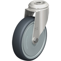 Roulette en &eacute;lastom&egrave;re thermoplastique acier inoxydable, Pivotant, Diam&egrave;tre 5" (127 mm), Capacit&eacute; 265 lb (120 kg) PB Rental Co. Ltd.