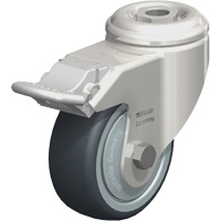 Roulette en &eacute;lastom&egrave;re thermoplastique acier inoxydable, Pivotant avec frein, Diam&egrave;tre 3-1/8" (79,5 mm), Capacit&eacute; 220 lb (100 kg) PB Rental Co. Ltd.