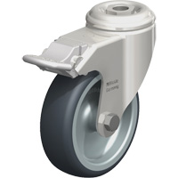 Roulette en &eacute;lastom&egrave;re thermoplastique acier inoxydable, Pivotant avec frein, Diam&egrave;tre 4" (102 mm), Capacit&eacute; 240 lb (108 kg) PB Rental Co. Ltd.