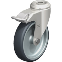 Roulette en &eacute;lastom&egrave;re thermoplastique acier inoxydable, Pivotant avec frein, Diam&egrave;tre 5" (127 mm), Capacit&eacute; 265 lb (120 kg) PB Rental Co. Ltd.