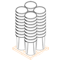 Baril emboîtable en poly&eacute;thyl&egrave;ne, 55 gal. US (45 gal. imp.), Dessus ouvert, Jaune PB Rental Co. Ltd.