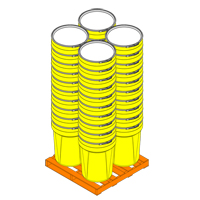 Baril emboîtable en poly&eacute;thyl&egrave;ne, 30 gal. US (25 gal. imp.), Dessus ouvert, Jaune PB Rental Co. Ltd.