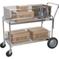 Chariot de bureau en treillis m&eacute;tallique pour le courrier, 250 lb Capacit&eacute;, Chrome, 23" p x 42" la x 38" h, Chrom&eacute; PB Rental Co. Ltd.