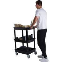 Utility Cart with Deep Lip Shelf, 3 Tiers, 19" x 39-1/2" x 28-1/4", 330 lbs. Capacity PB Rental Co. Ltd.