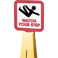 "Watch Your Step" Traffic Cone Message Label, Adhesive, English with Pictogram PB Rental Co. Ltd.