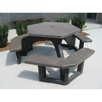 Recycled Plastic Hexagon Picnic Tables, 78" L x 78" W, Brown PB Rental Co. Ltd.