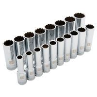 Jeu de douilles m&eacute;triques, 18 Mcx, Prise de 1/2", Profond PB Rental Co. Ltd.