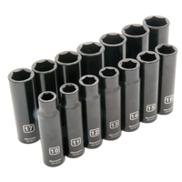 Jeu de douilles m&eacute;triques, 14 Mcx, Chocs, Prise de 1/2", Profond PB Rental Co. Ltd.