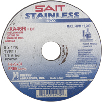 Cut-Off Wheel Contaminant-Free ZA46R, 15" x 1/16", 7/8" Arbor, Type 1, Aluminum Oxide, 12200 RPM PB Rental Co. Ltd.