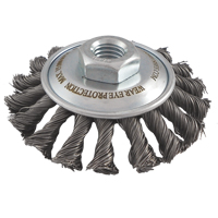 Brosses soucoupes &agrave; fils nou&eacute;s, Dia. 5", Fils 0,02", Arbre 5/8"-11, Acier PB Rental Co. Ltd.