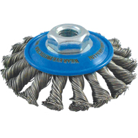 Brosses soucoupes &agrave; fils nou&eacute;s, Dia. 5", Fils 0,02", Arbre 5/8"-11, Acier inoxydable PB Rental Co. Ltd.