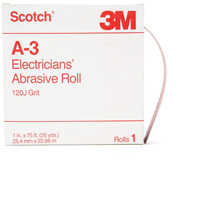 Scotch&reg; A-3 Electrician's Abrasive Roll, Aluminum Oxide, 1" W x 75' L, 120 Grit PB Rental Co. Ltd.