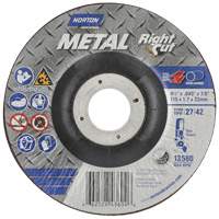 Meule &agrave; tronçonner m&eacute;tallique pour coupe &agrave; angle droit RightCut, 4-1/2" x 0,045", Arbre de 7/8", Type 27, Oxyde d'aluminium, 13580 Tr/min PB Rental Co. Ltd.