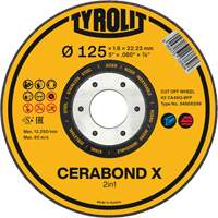 Meule &agrave; tronçonner pour acier et acier inoxydable CERABOND X, 4-1/2" x 0,45", Arbre de 7/8", Type 1, C&eacute;ramique, 12250 Tr/min PB Rental Co. Ltd.