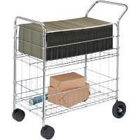 Chariots &agrave; courrier en fil m&eacute;tallique, 200 lb Capacit&eacute;, Chrome, 19" p x 30" la x 39-1/4" h, Chrom&eacute; PB Rental Co. Ltd.