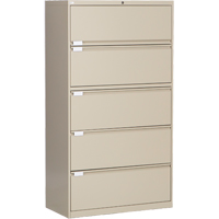 Classeur lat&eacute;ral, Acier, 5 tiroirs, 36" la x 18" p x 65-1/2" h, Beige PB Rental Co. Ltd.