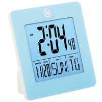 Horloge de bureau, Num&eacute;rique, &agrave; piles, 3,6" la x 1,5" p x 3,6" h, Bleu PB Rental Co. Ltd.