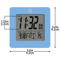 Horloge de bureau, Num&eacute;rique, &agrave; piles, 3,6" la x 1,5" p x 3,6" h, Bleu PB Rental Co. Ltd.