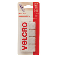 Attaches en carr&eacute;e, Boucle et crochet, 7/8" dia., Adh&eacute;sif, Blanc PB Rental Co. Ltd.