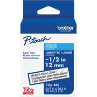 Laminated Tape for P-Touch&reg;, 12 mm x 8 m, White on Clear PB Rental Co. Ltd.