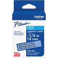Laminated Tape for P-Touch&reg;, 12 mm x 8 m, Black on Blue PB Rental Co. Ltd.