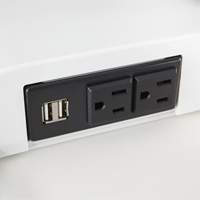 Bureau &eacute;lectrique assis/debout Soar avec bras d&eacute;cran double, Mod&egrave;le de bureau, 37-1/4" h x 27-3/4" la x 22" p, Blanc PB Rental Co. Ltd.