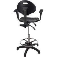 Tabouret ergonomique robuste avec accoudoirs r&eacute;glables, Stationnaire, Ajustable, 39" - 48", Polyur&eacute;thane Si&egrave;ge, Noir PB Rental Co. Ltd.