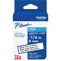 TZe-211 Laminated Tape for TZe-Compatible P-Touch Label Makers, Black on White, 0.23" Width PB Rental Co. Ltd.