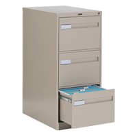 Vertical Filing Cabinet with Recessed Drawer Handles, 3 Drawers, 18.15" W x 26.56" D x 40" H, Beige PB Rental Co. Ltd.