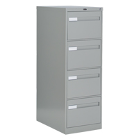 Vertical Filing Cabinet with Recessed Drawer Handles, 4 Drawers, 18.15" W x 26.56" D x 52" H, Grey PB Rental Co. Ltd.