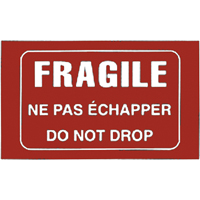 &eacute;tiquettes pour traitement sp&eacute;cial bilingues Fragile, 5" lo x 3" la, Blanc/rouge PB Rental Co. Ltd.