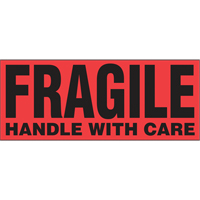 "Fragile Handle with Care" Special Handling Labels, 5" L x 2" W, Black on Red PB Rental Co. Ltd.